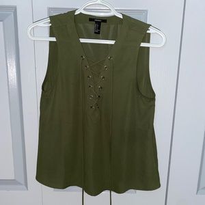 Olive Green Lace Up Tank